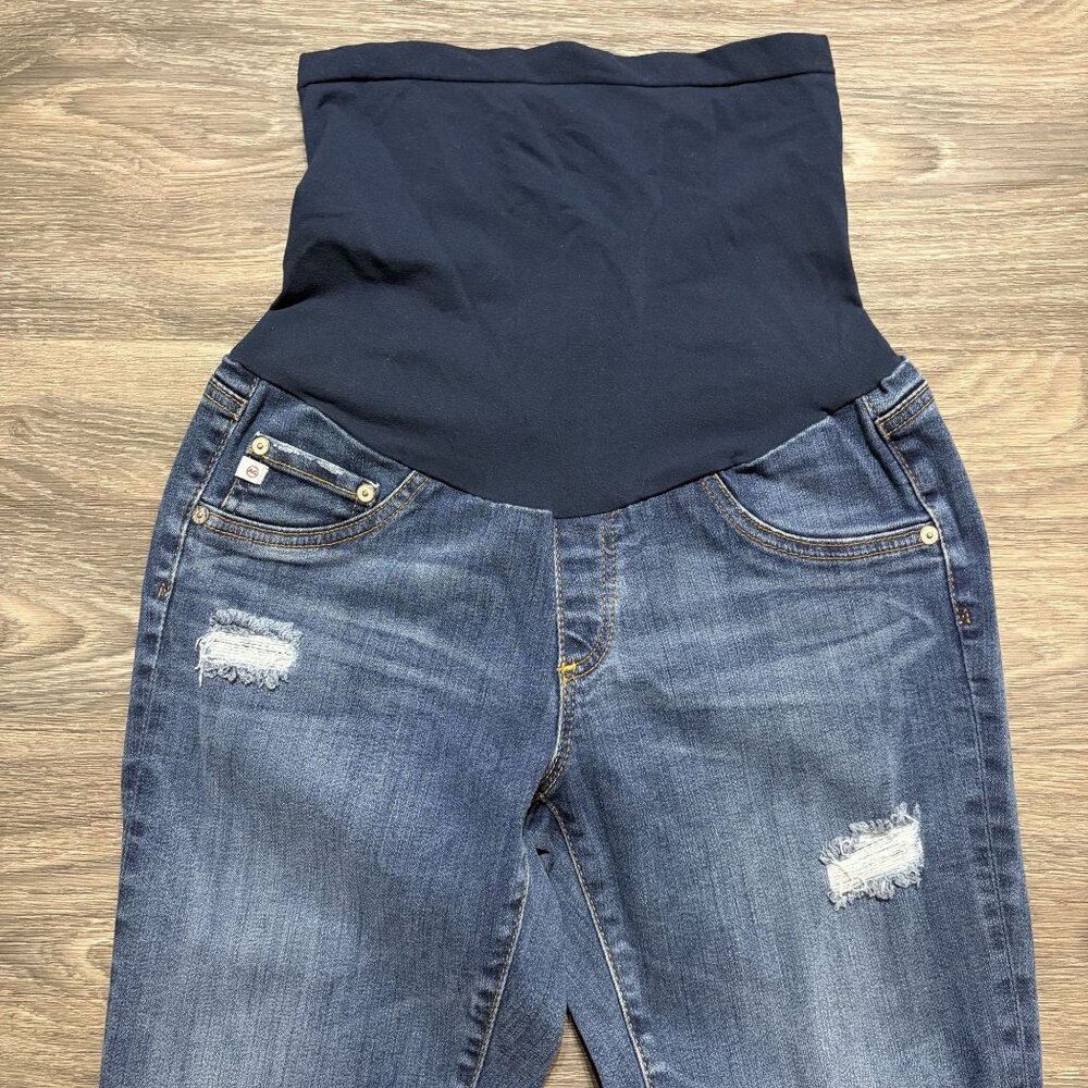 AG Adriano Goldschmied Maternity Skinny Jeans 29 Dark Wash Distressed Full Panel - Picture 6 of 10